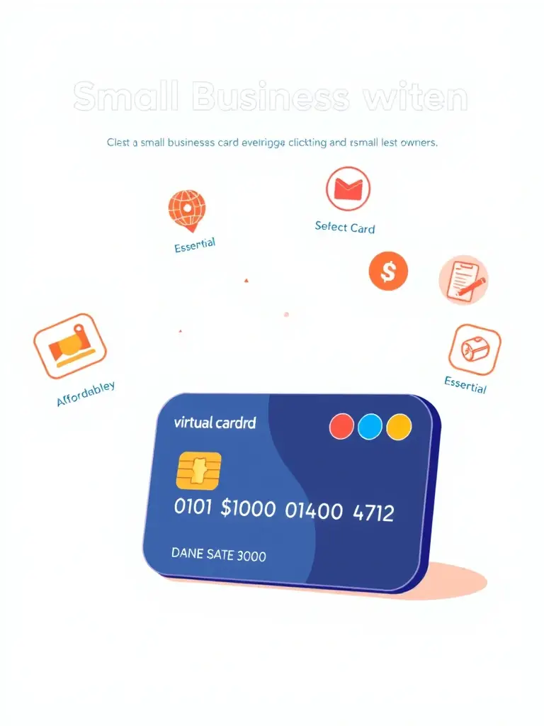 A virtual card with a friendly design, tailored for small businesses, showcasing affordability and essential features.
